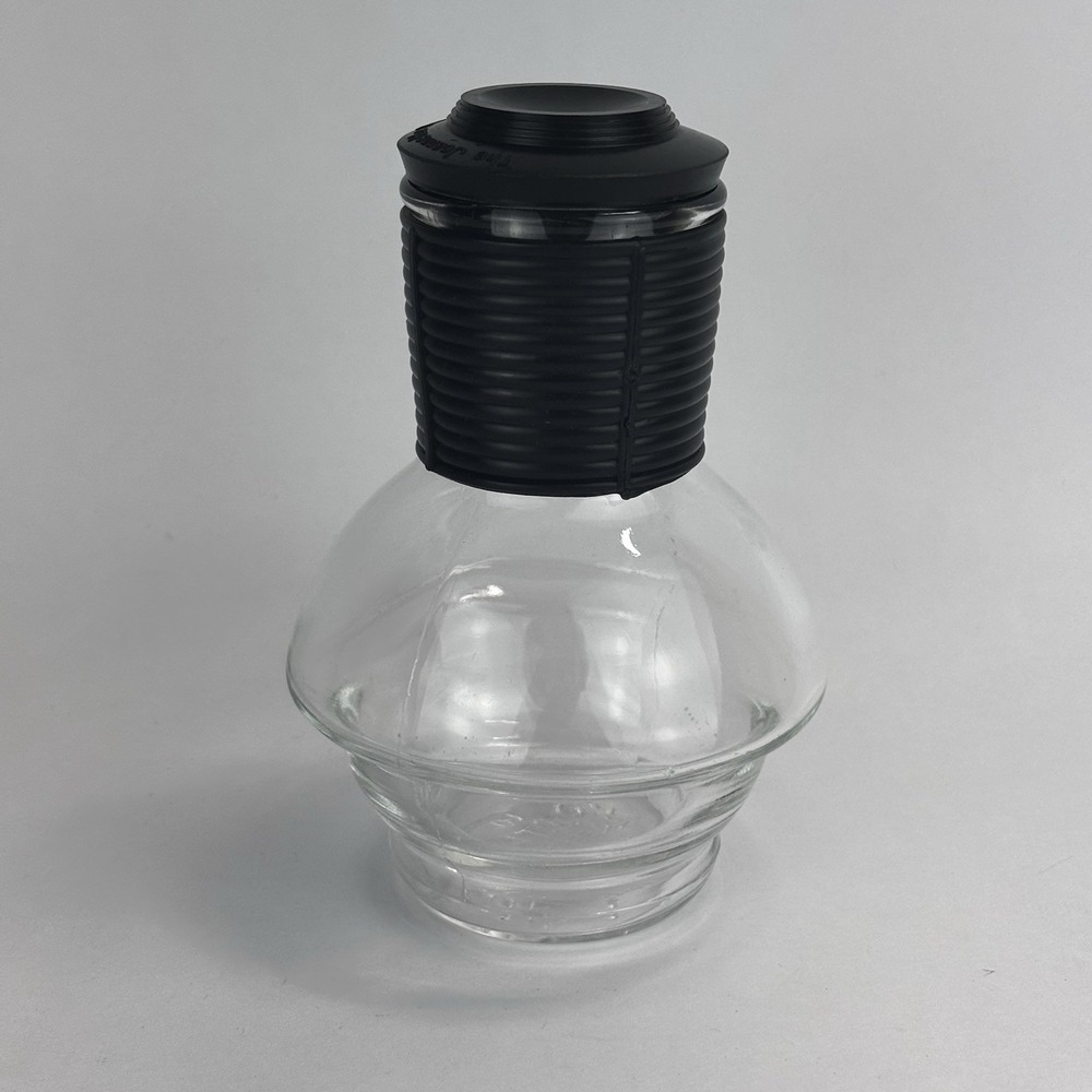 Glasbake Hottle Bottle Clear Glass Coffee Tea with Black Lid Classic Vintage